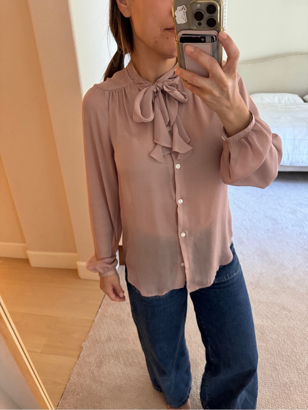 LOFT Ruffle Blouse in Pink Size XS